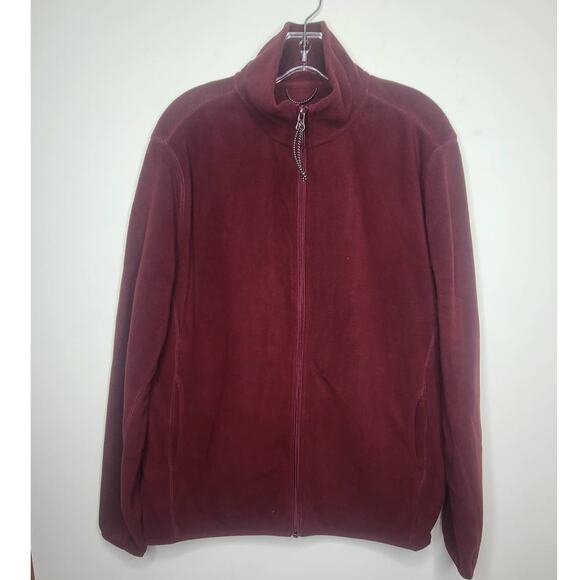 NWT St John's Bay burgundy red fleece zip jacket - small - Picture 1 of 5